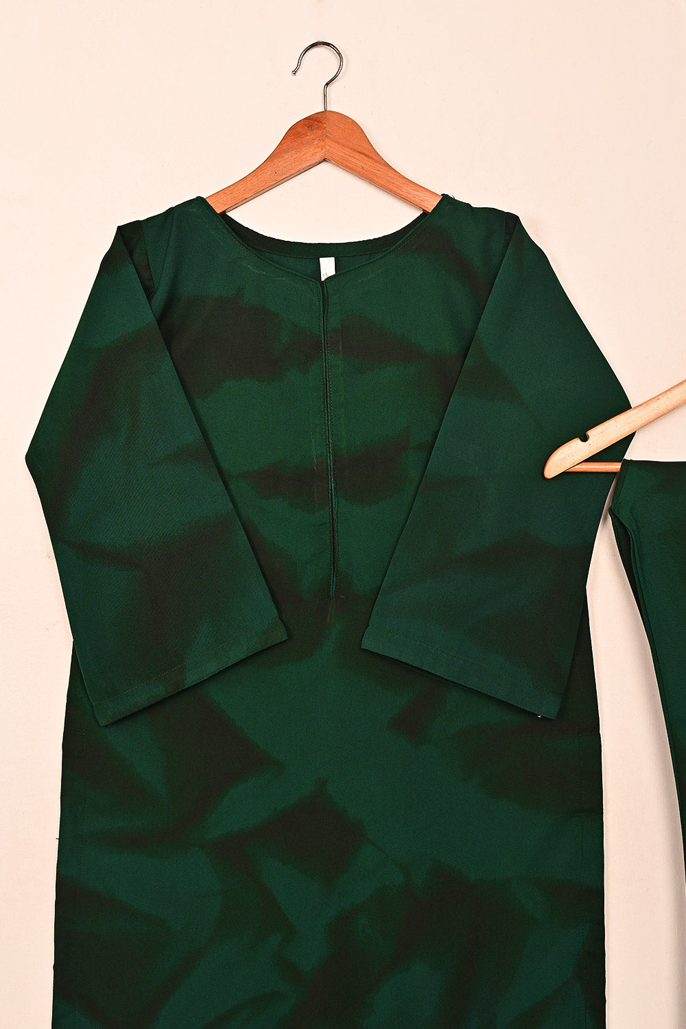 STP-206B-Bottle Green - Women 2Pc Ready to Wear Spray Contoured Malai Fabric Co-Ord Set