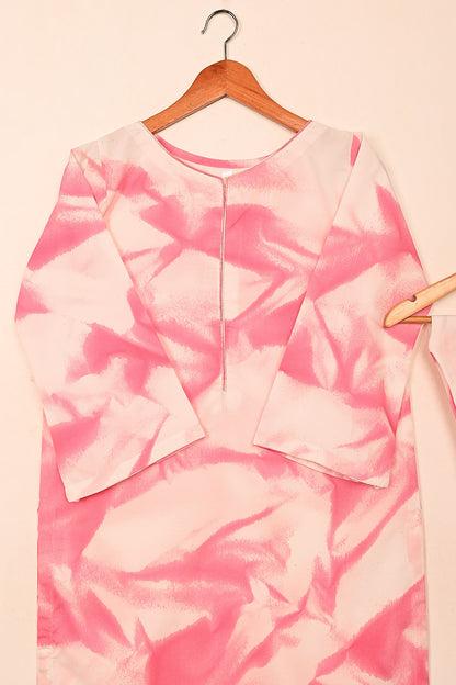 STP-206G-Pink - Women 2Pc Ready to Wear Spray Contoured Malai Fabric Co-Ord Set