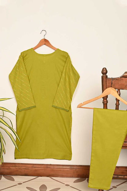 STP-175B-Olive 2PC EMBROIDERED COTTON