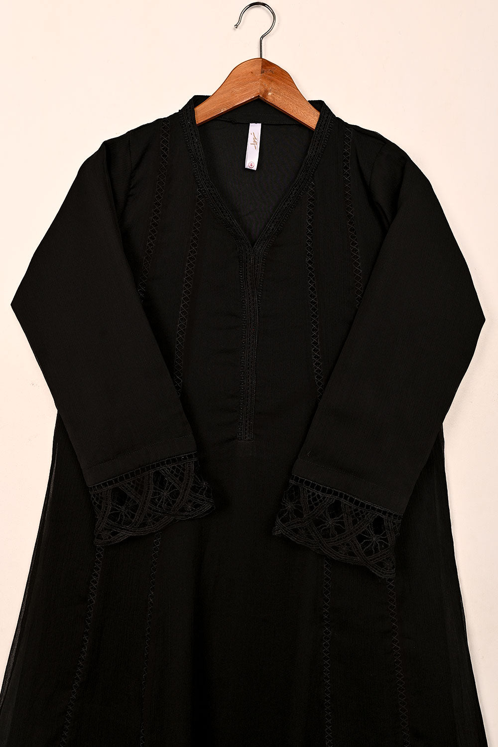 RTW-180-Black -  3Pc Ready To Wear Chiffon Frock