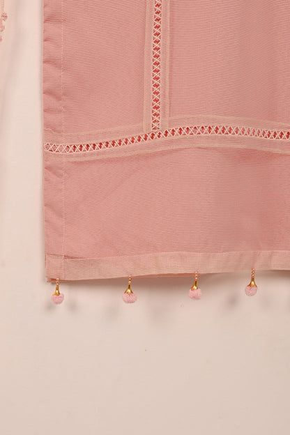 RTW-204-Pink - 3Pc Ready to Wear 3Pc Javeria Net Embroidered  Dress