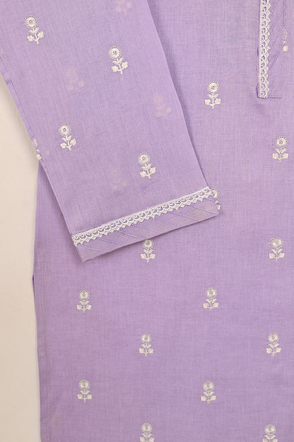 STP-194A-Purple - 2PC READY TO WEAR  EMBROIDERED COTTON DRESS