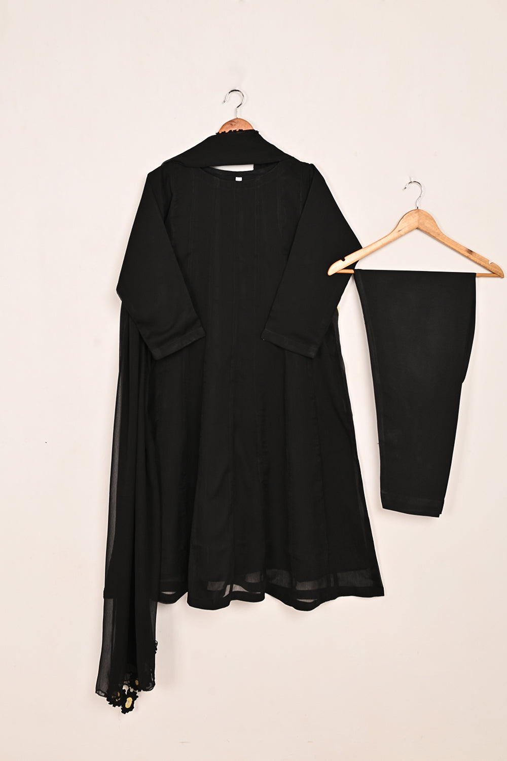 RTW-193-Black -  3Pc Ready To Wear Chiffon Frock