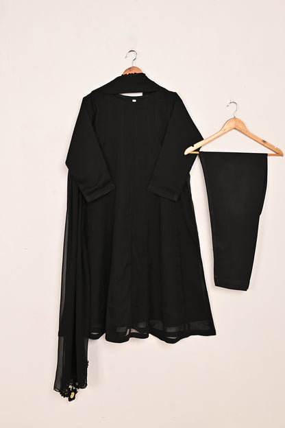 RTW-193-Black -  3Pc Ready To Wear Chiffon Frock