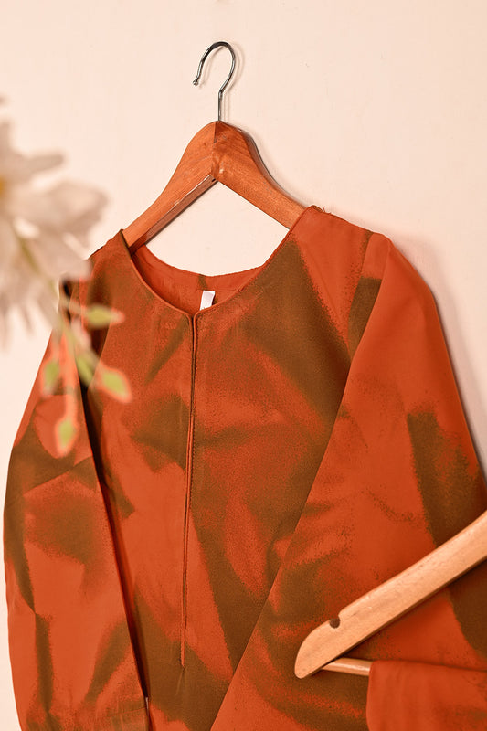 STP-206F-Orange - Women 2Pc Ready to Wear Spray Contoured Malai Fabric Co-Ord Set