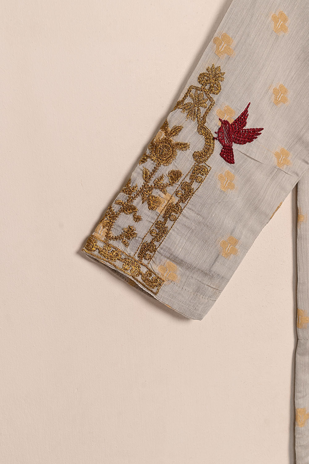 RTW-209-Grey - 3Pc Stitched Jacquard Paper Cotton Embroidered Dress