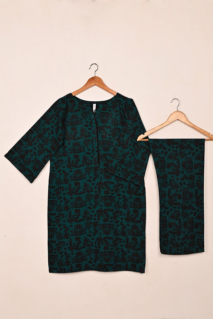STP-201B-Turquoise - 2Pc Ready to Wear Malai Printed Co-Ord Dress