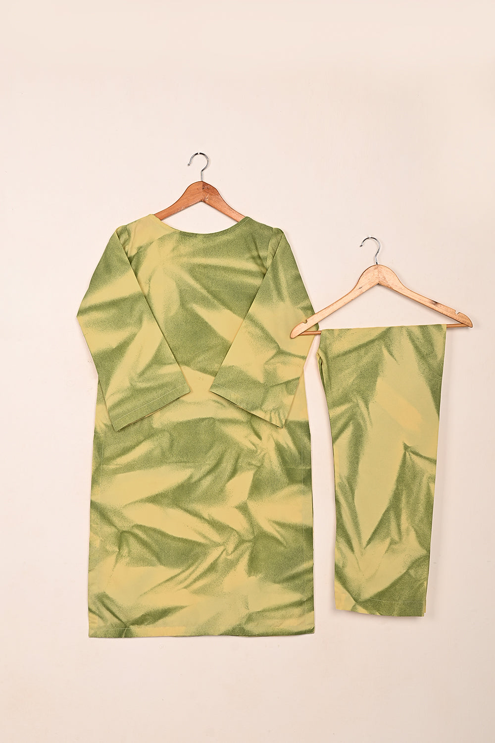STP-206P-Yellow - 2Women 2Pc Ready to Wear Spray Contoured Malai Fabric Co-Ord Set