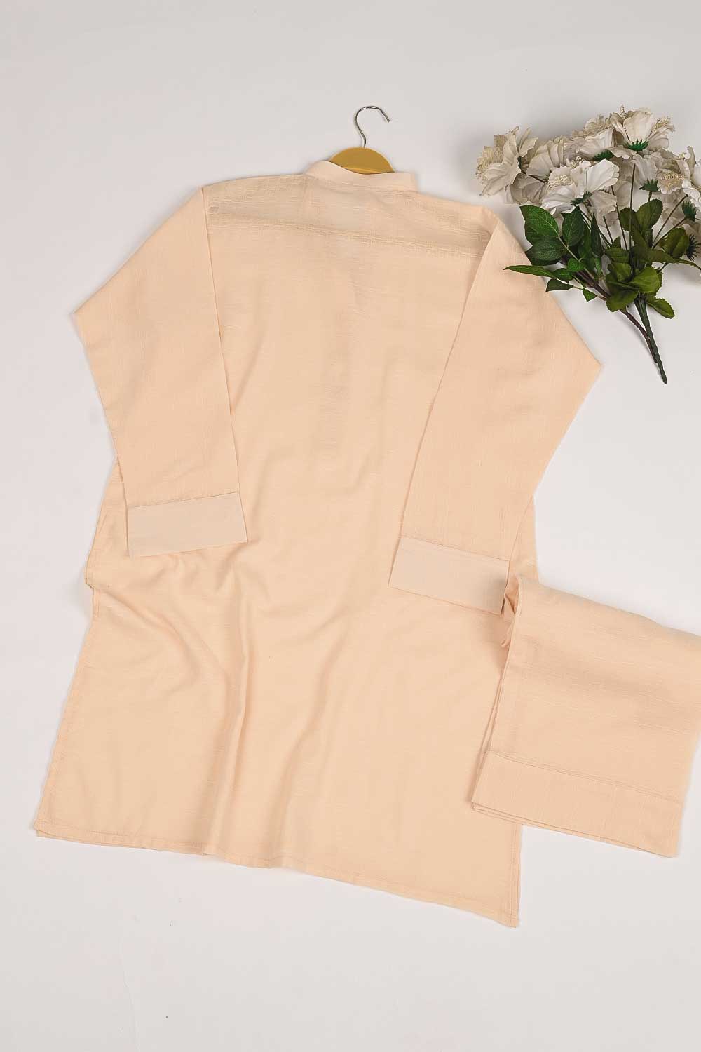 STP-168A-Peach - 2PC SELF JACQUARD LAWN STITCHED