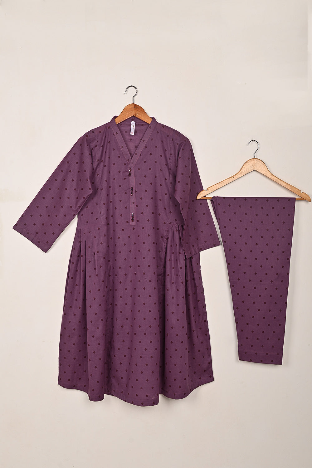 STP-217A-Purple - 2 Pc Ready to Wear Cotton Printed Co-Ord Dress