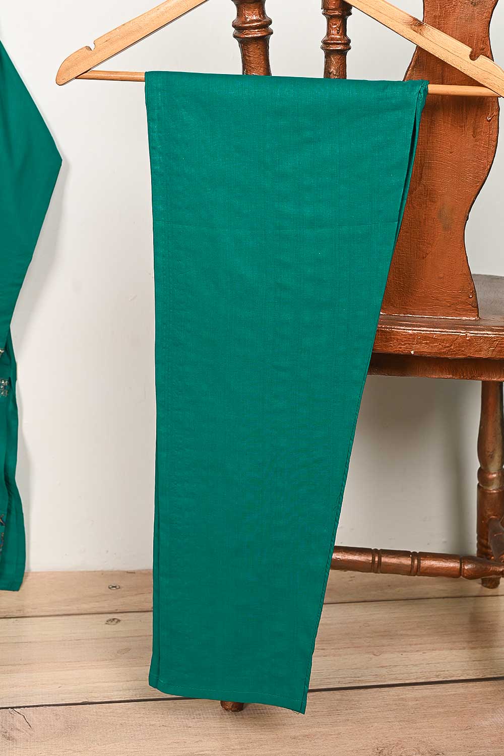 3SP-13A-Green - 3PC COTTON EMBROIDERED Dress With Chiffon Embroidered Dupatta