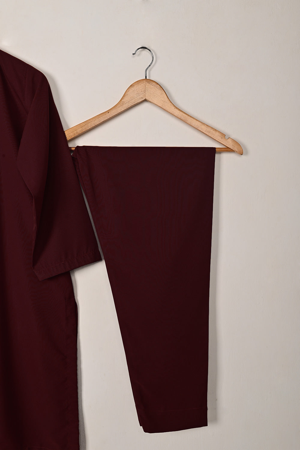 STP-221E-Maroon - 2Pc Ready to Wear Malai Solid Dress