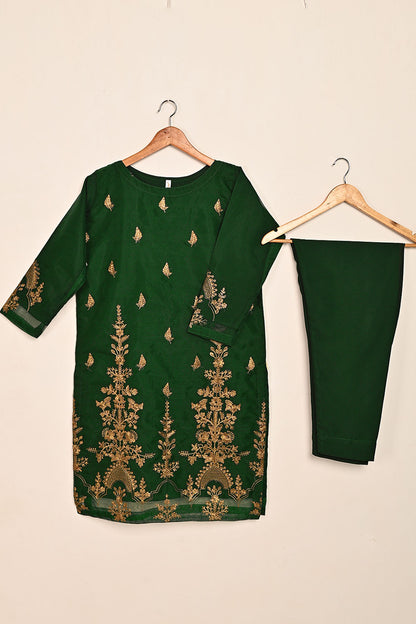 STP-080E-Green - 2Pc Organza Embroidered With Malai Trouser