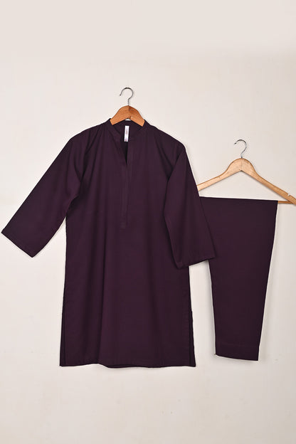 STP-221A-Purple - 2Pc Ready to Wear Malai Solid Dress