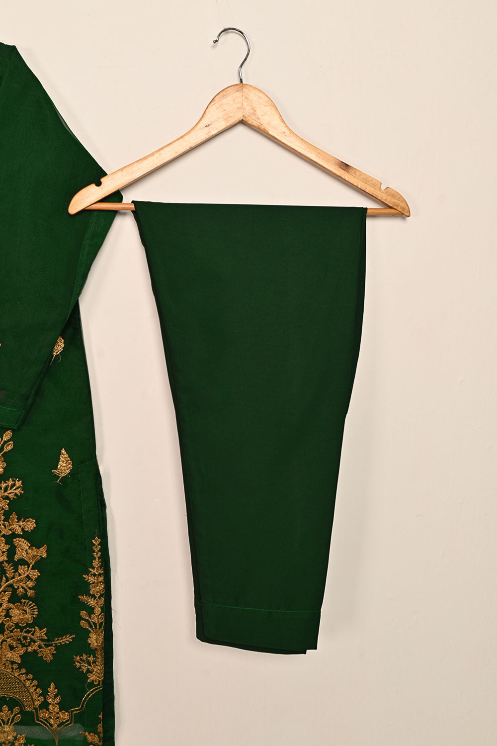 STP-080E-Green - 2Pc Organza Embroidered With Malai Trouser