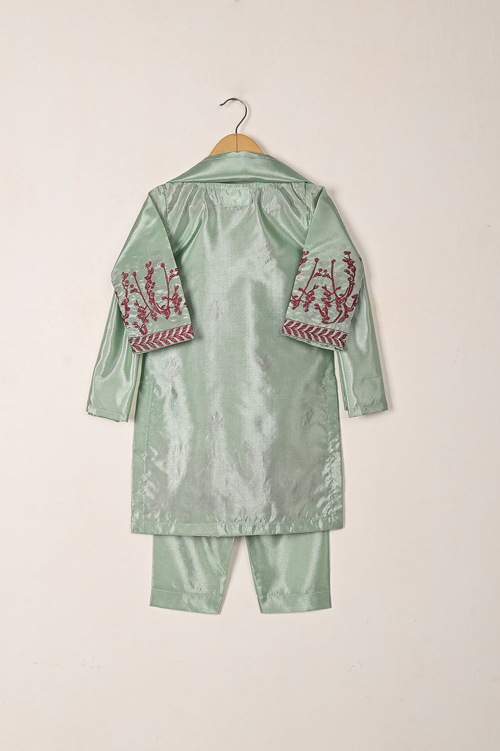 TKF-271-Sea Green - Kids 3Pc Ready to Wear Silk Embroidered Dress