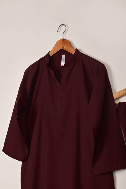 STP-221E-Maroon - 2Pc Ready to Wear Malai Solid Dress