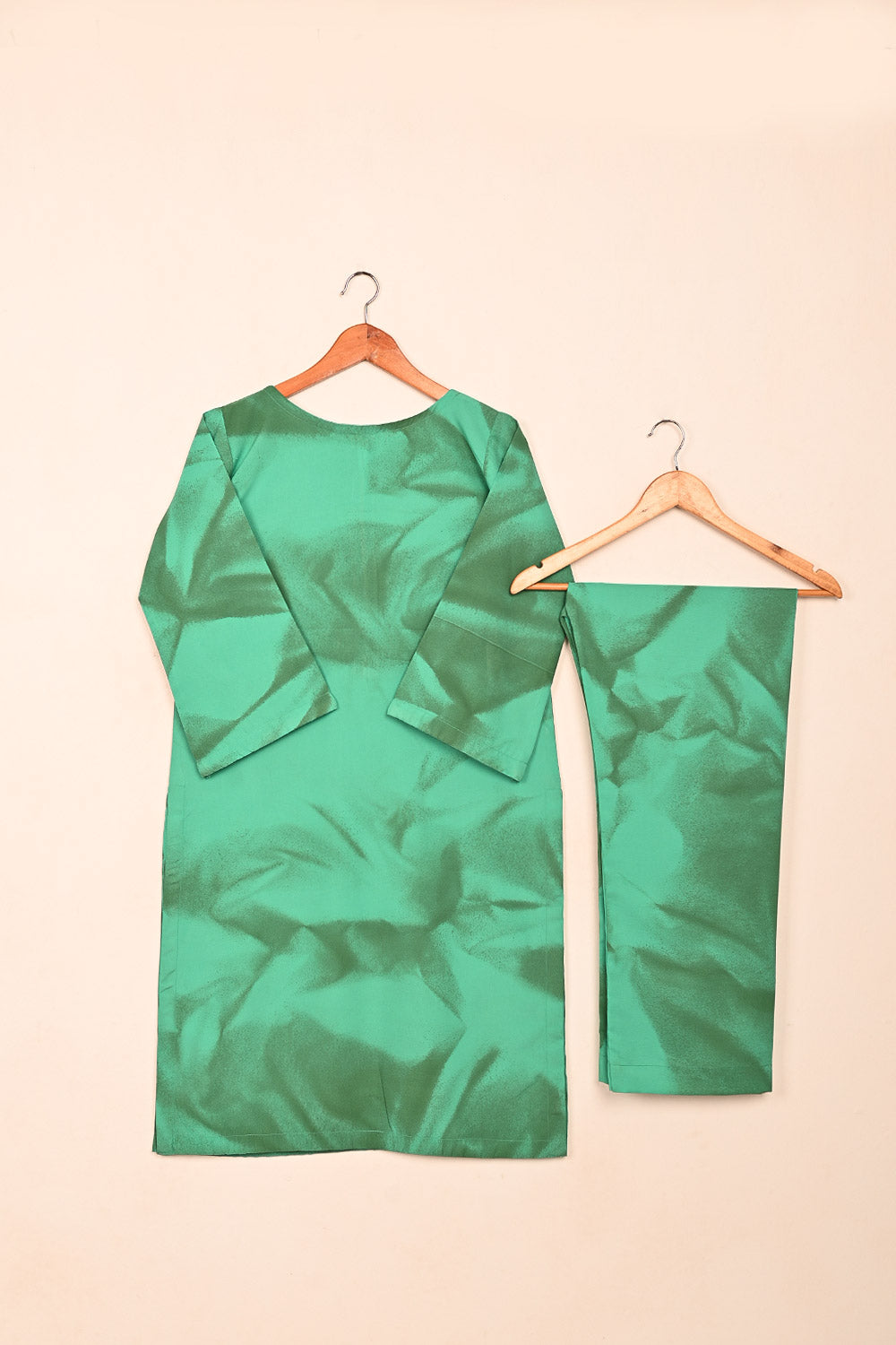 STP-206C-Aqua green - Women 2Pc Ready to Wear Spray Contoured Malai Fabric Co-Ord Set