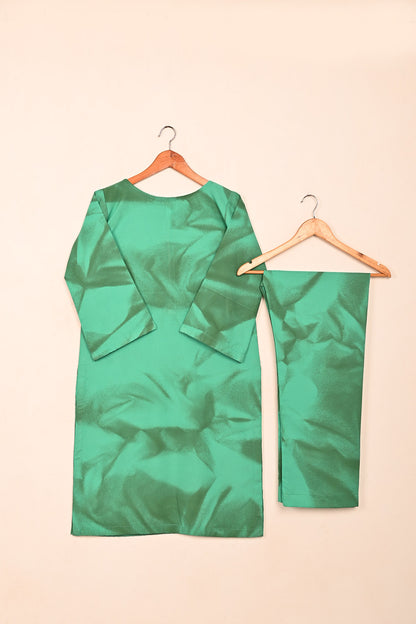 STP-206C-Aqua green - Women 2Pc Ready to Wear Spray Contoured Malai Fabric Co-Ord Set