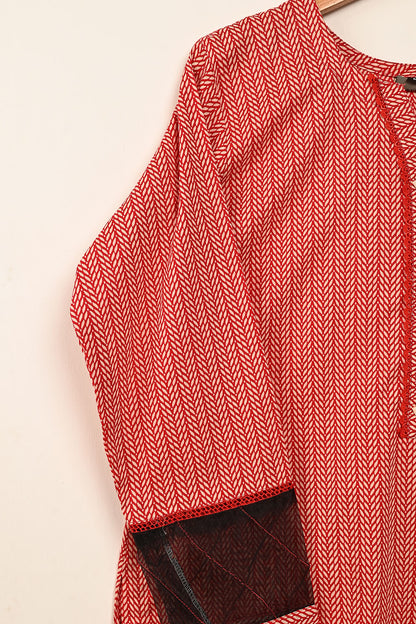 STP-183-RED - 2PC COTTON STITCHED DRESS