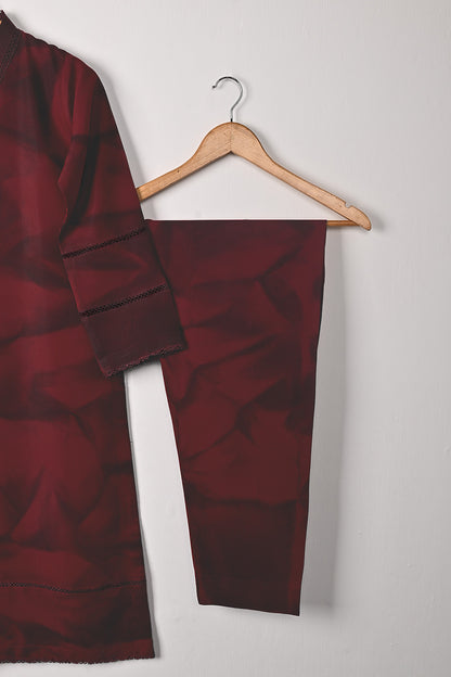 STP-299A-Maroon - 2Pc Ready to Wear Spray Contoured Co-Ord Set