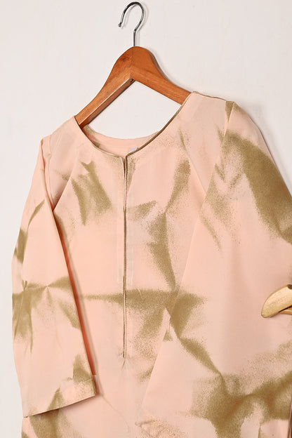 STP-206I-Peachy Pink - Women 2Pc Ready to Wear Spray Contoured Malai Fabric Co-Ord Set