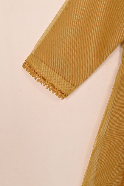 RTW-229-Mustard -  3Pc Ready to Wear Javeria Net Frock