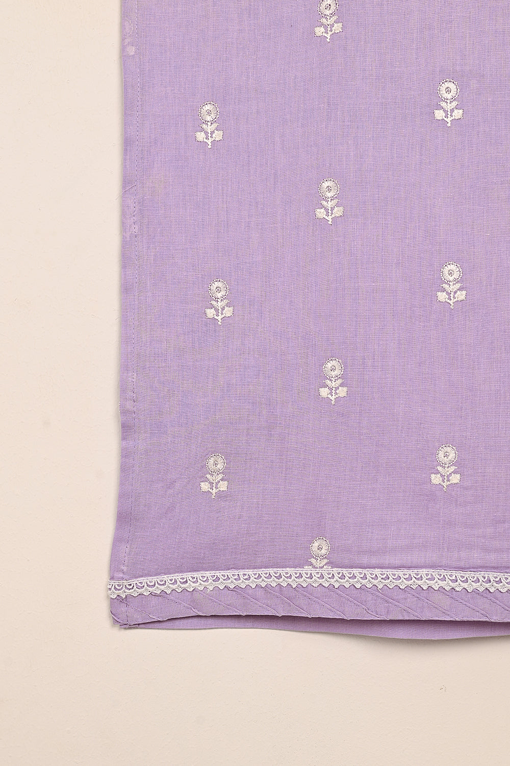 STP-194A-Purple - 2PC READY TO WEAR  EMBROIDERED COTTON DRESS