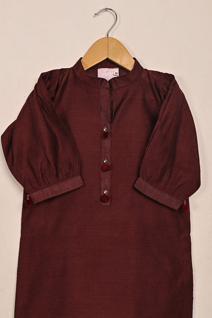 TKF-222-Maroon - Kids 2Pc Ready to Wear Khaddi Dress