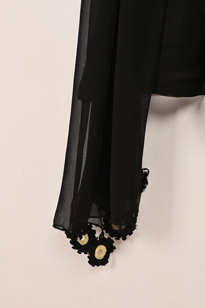 RTW-193-Black -  3Pc Ready To Wear Chiffon Frock
