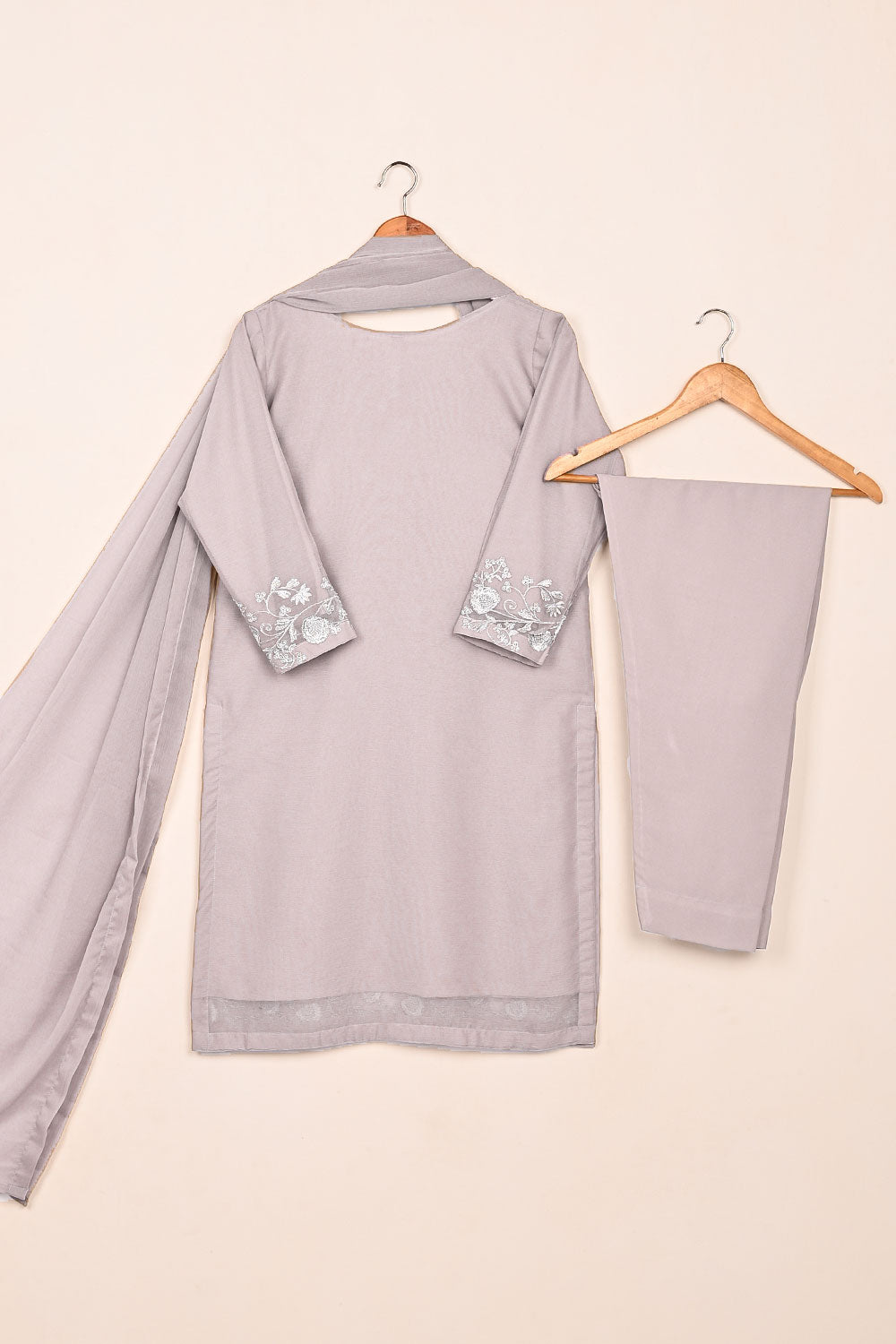 RTW-218-Light Purple -  3Pc Ready to Wear Embroidered Chiffon Dress