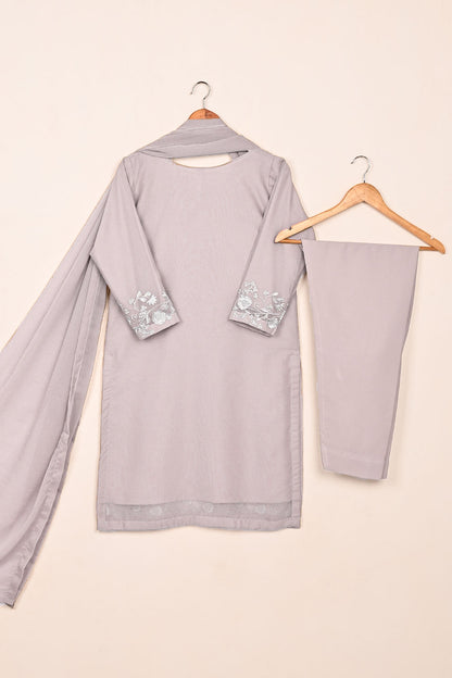 RTW-218-Light Purple -  3Pc Ready to Wear Embroidered Chiffon Dress