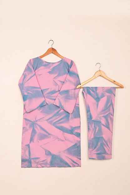 STP-206M-Pink - Women 2Pc Ready to Wear Spray Contoured Malai Fabric Co-Ord Set
