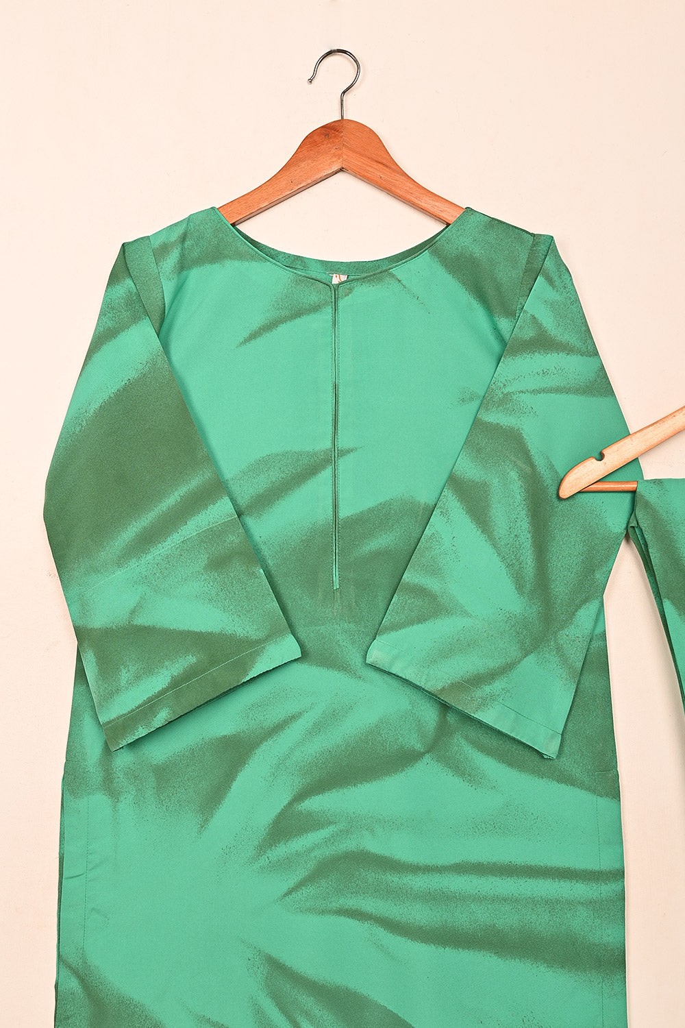 STP-206C-Aqua green - Women 2Pc Ready to Wear Spray Contoured Malai Fabric Co-Ord Set