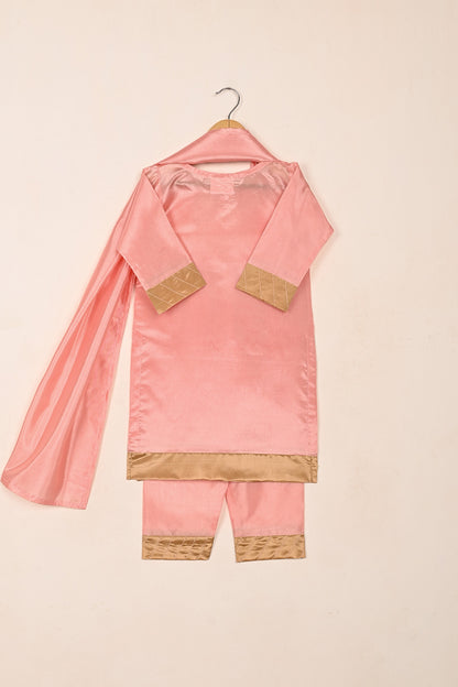 TKF-240-Pink - Kids 3Pc Ready to Wear Silk Formal Dress