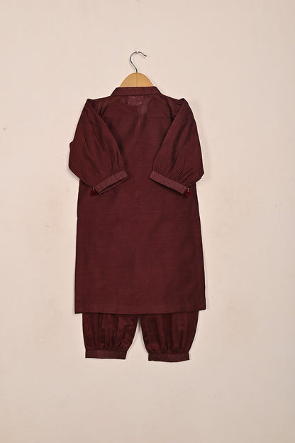 TKF-222-Maroon - Kids 2Pc Ready to Wear Khaddi Dress