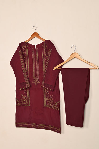 STP-125B-Maroon - 2Pc Organza With Malai Trouser