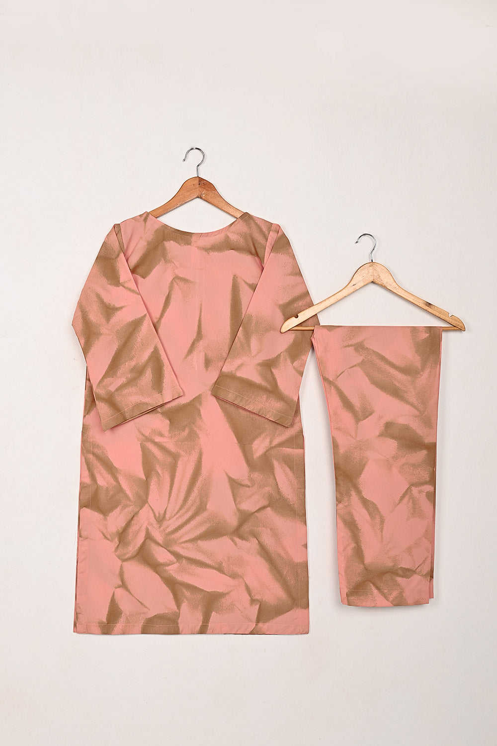 STP-206J-Tea Pink - Women 2Pc Ready to Wear Spray Contoured Malai Fabric Co-Ord Set