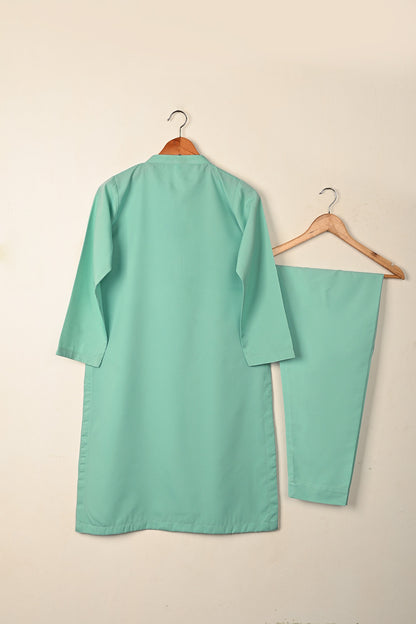 STP-291B-Sea Green - 2Pc Ready to Wear Malai Solid Dress