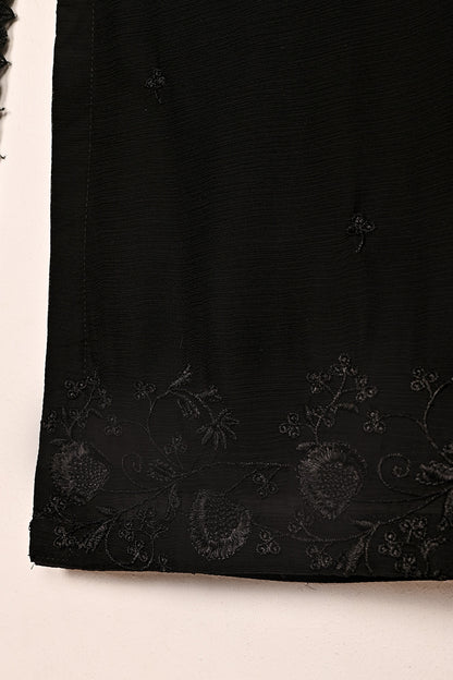 RTW-253-BlacK -  3Pc Ready to Wear Embroidered Chiffon Dress