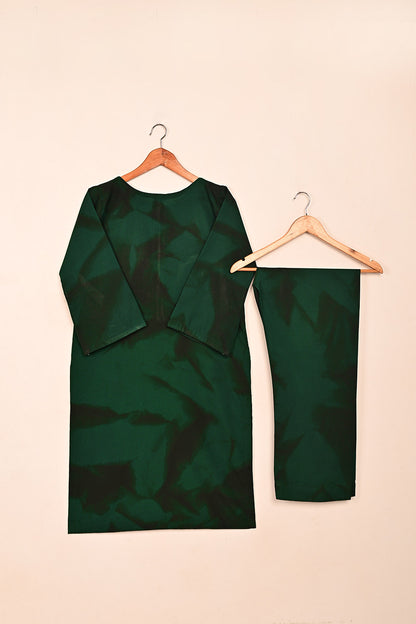 STP-206B-Bottle Green - Women 2Pc Ready to Wear Spray Contoured Malai Fabric Co-Ord Set