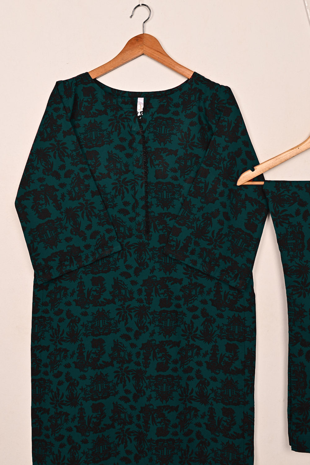 STP-201B-Turquoise - 2Pc Ready to Wear Malai Printed Co-Ord Dress