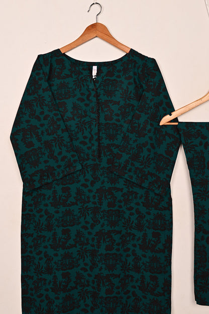 STP-201B-Turquoise - 2Pc Ready to Wear Malai Printed Co-Ord Dress