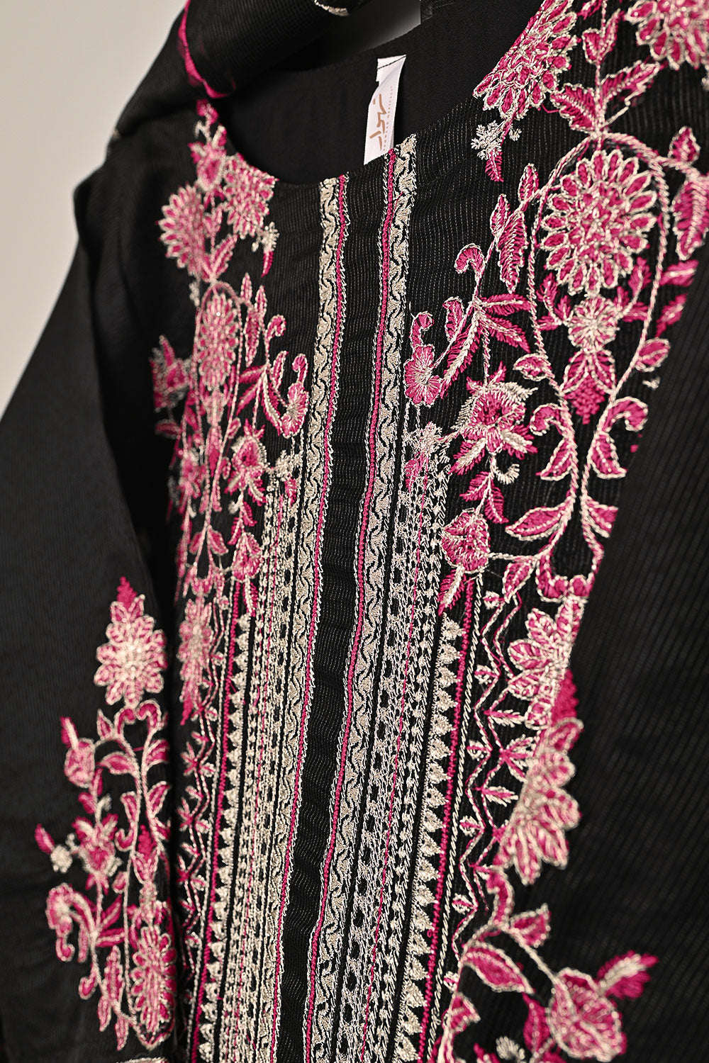 RTW-197-Black - 3Pc Ready to Wear 3Pc Javeria Net Embroidered  Dress