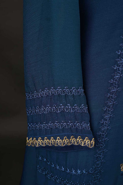 RTW-153-NavyBlue -  3Pc Stitched Chiffon Shirt