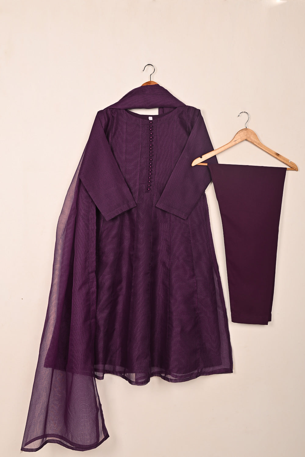 RTW-250-Purple -  3Pc Ready to Wear Javeria Net Frock