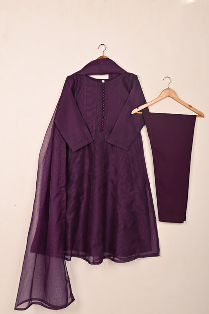 RTW-250-Purple -  3Pc Ready to Wear Javeria Net Frock
