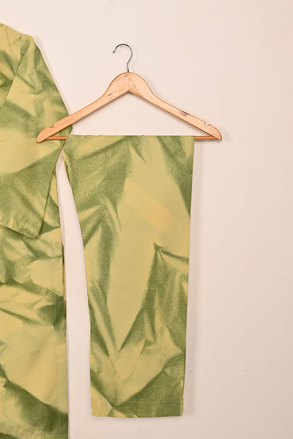 STP-206P-Yellow - 2Women 2Pc Ready to Wear Spray Contoured Malai Fabric Co-Ord Set