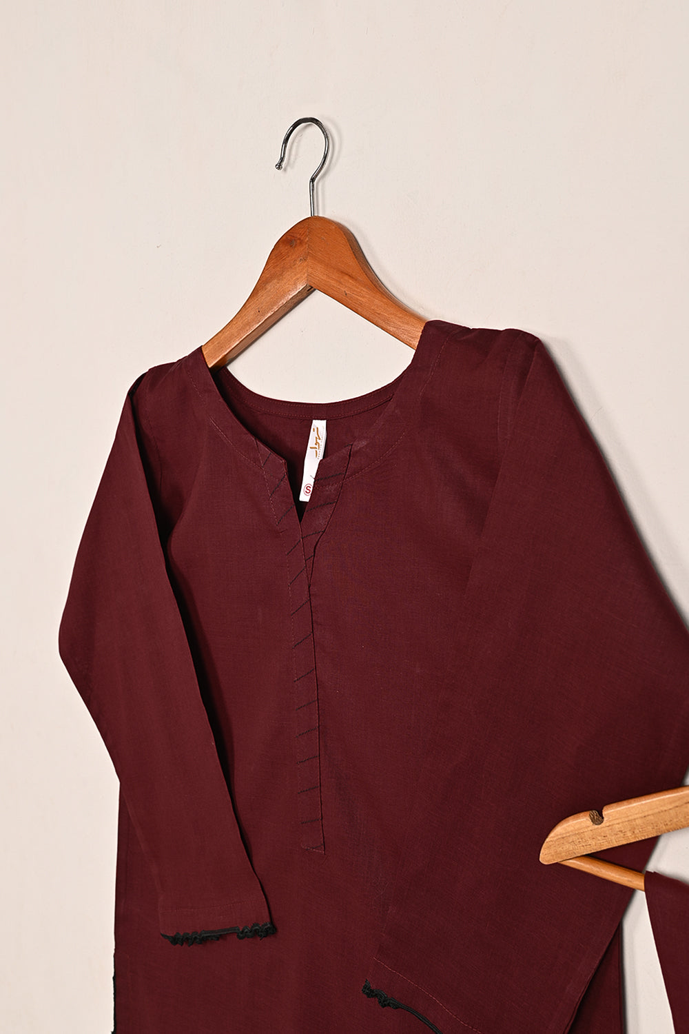 STP-191A-Maroon - 2 Pc Ready to Wear Solid Cambric
