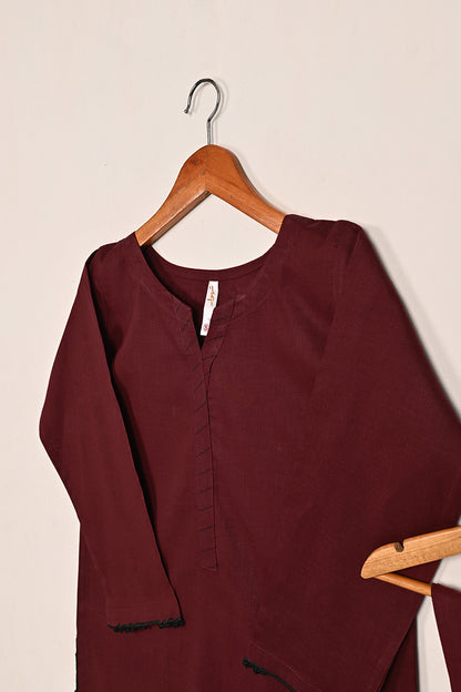 STP-191A-Maroon - 2 Pc Ready to Wear Solid Cambric